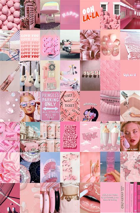 pink collage|aesthetic pink pictures for wall.